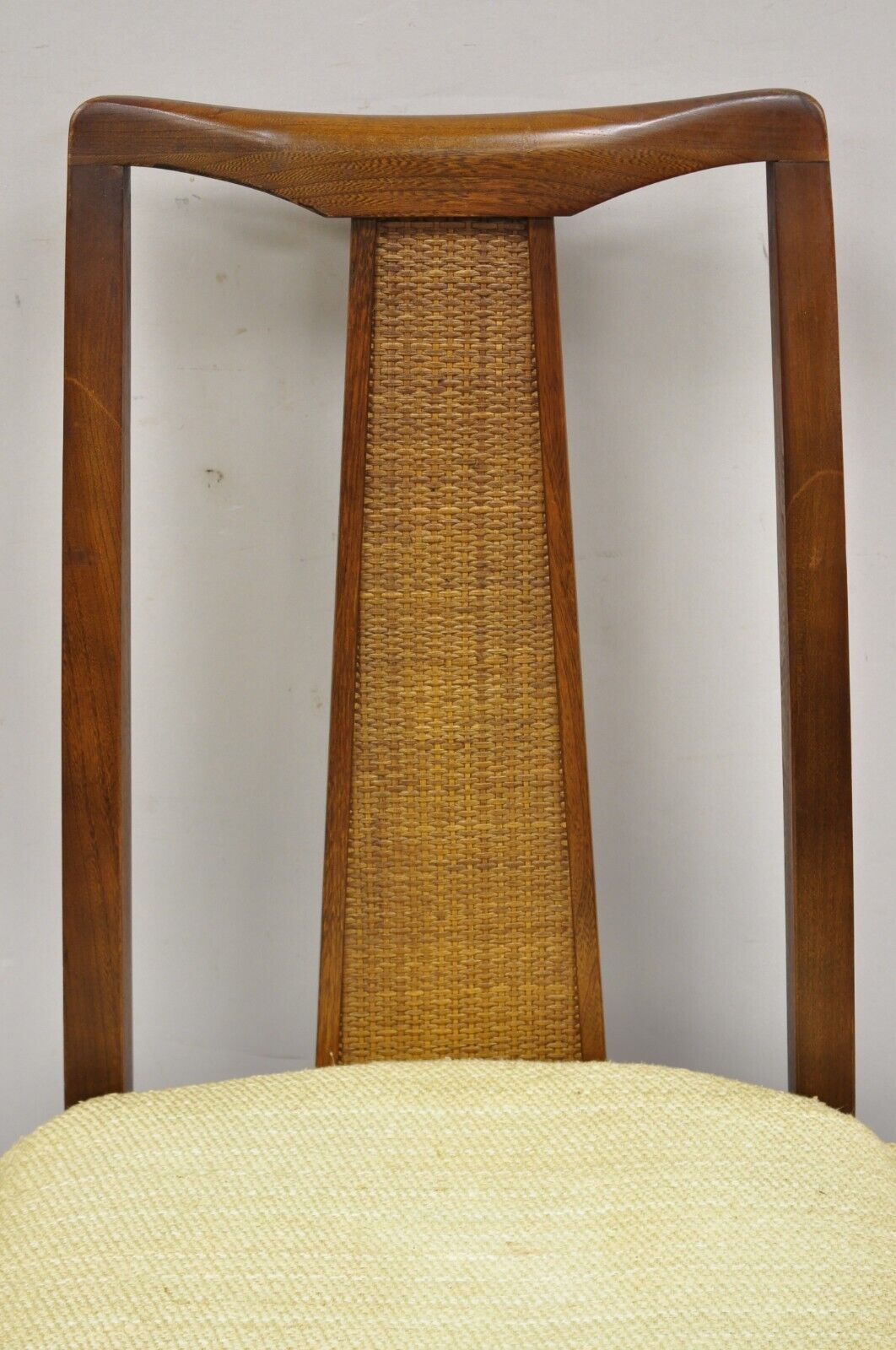 Vintage Mid Century Modern Walnut Cane Back Dining Chairs - Set of 4