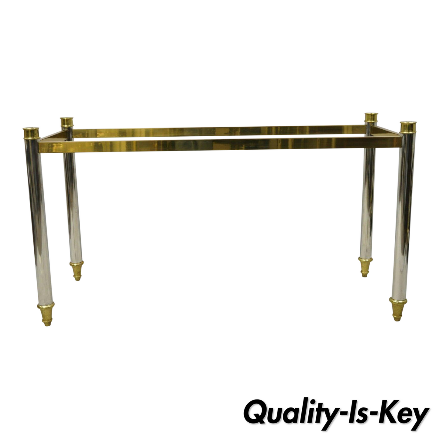 Maison Jansen Style Steel Chrome and Brass Hollywood Regency Console Table Base