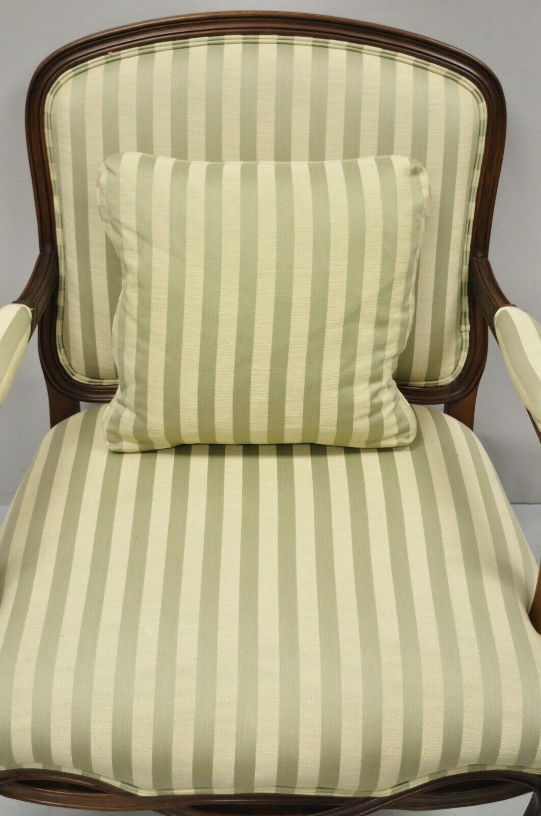Sherrill French Provincial Louis XV Style Woven Skirt Bergere Lounge Arm Chair