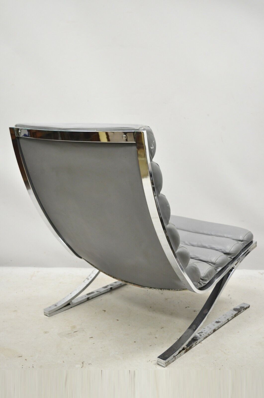 Milo Baughman Design Institute of America DIA Chrome Leather Lounge Club Chair