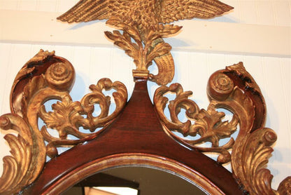 Large American Federal Style 60" Oval Mahogany & Gilt Wood Mallard Duck Mirror