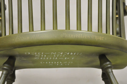 Vintage Ethan Allen Green Chancellor's Chair Stencil Painted Hitchcock Style