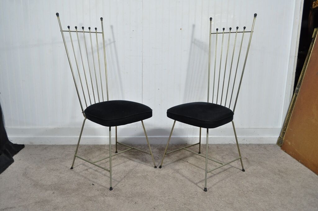 4 Vintage Mid Century Modern Metal Dining Chairs Frederic Weinberg Salterini Sty