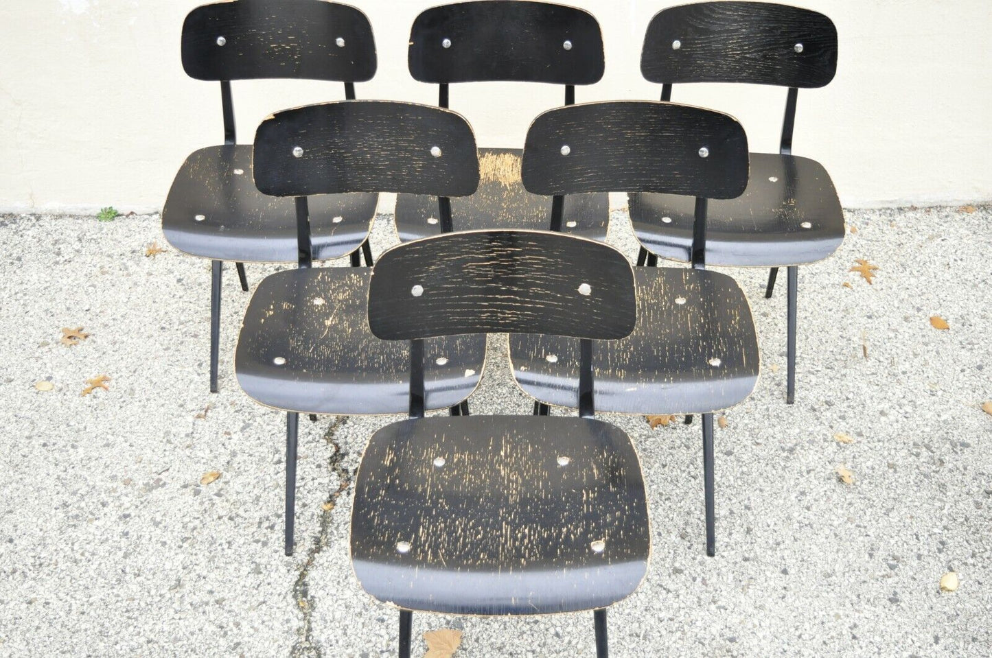 Industry West Madewell Industrial School Side Chair Black Metal Frame - Set of 6