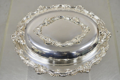 Victorian Style Silver Plated Ornate Lidded Twin Handle Vegetable Serving Dish