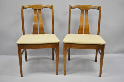 4 Vintage Mid Century Modern Curved Back Sculpted Walnut Dining Chairs