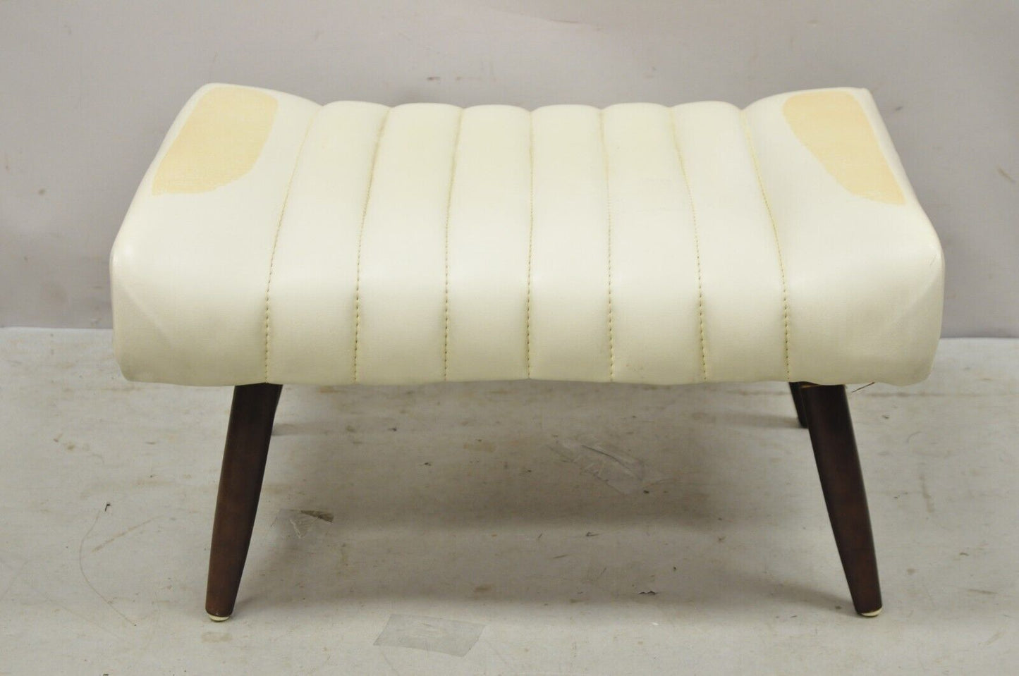 Vintage Mid Century Modern Adjustable Angle Ottoman Footstool with Wooden Legs