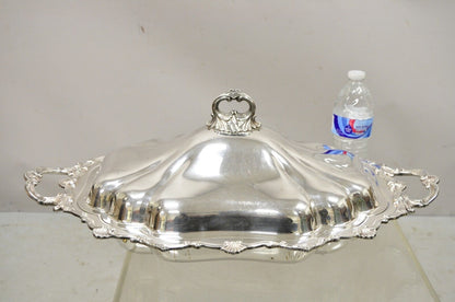 Antique English Victorian Silver Plate Lidded Serving Tureen Platter Dish