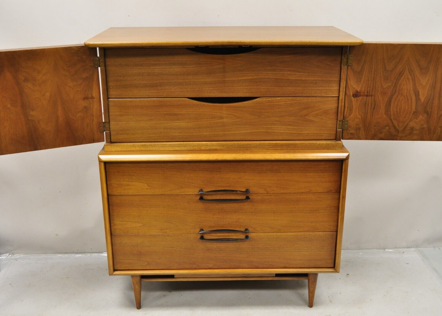 Kent Coffey Eloquence Mid Century Modern Walnut Tall Chest Highboy Dresser