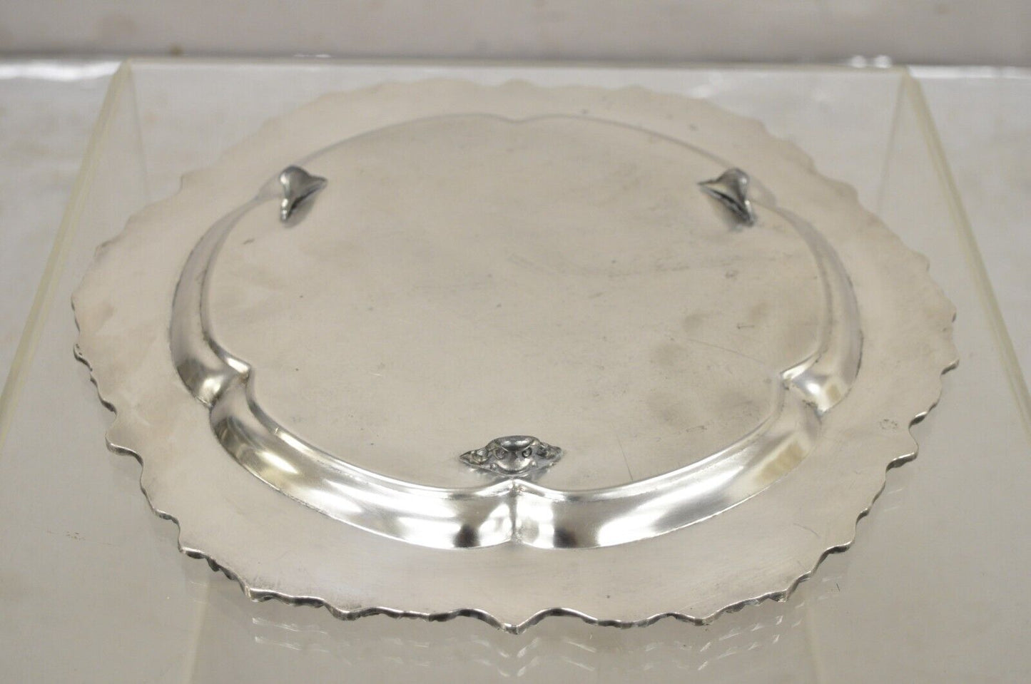 Vintage Sheffield Silver Co USA Victorian Style Silver Plated Round Platter Tray