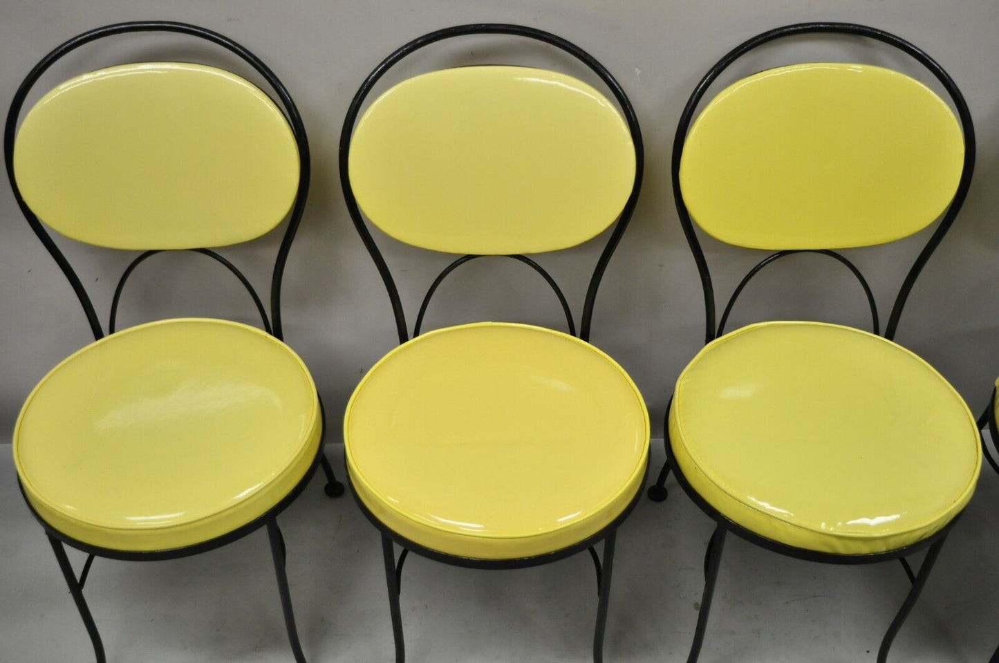 Gallo Iron Works Wrought Iron Yellow Vinyl Modern Bistro Dining Chair - Set of 4