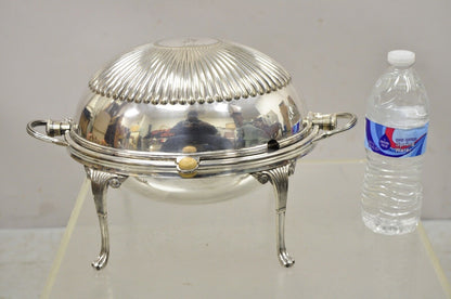 English Sheffield Victorian Silver Plated Revolving Dome Serving Dish Warmer