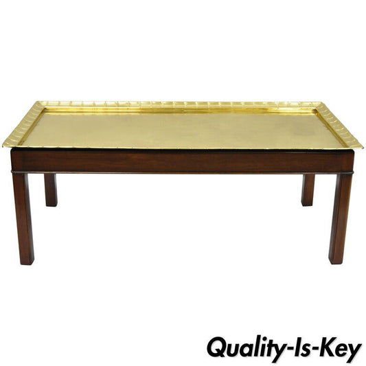 English Campaign Style Mahogany and Brass Tray Top Georgian Style Coffee Table