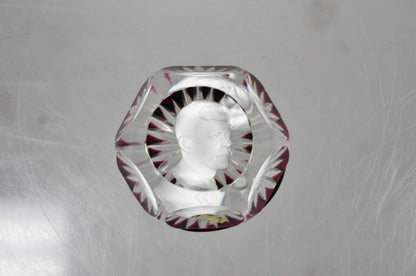 Vintage Baccarat Sulphide Paperweight French Crystal Ruby Red John F. Kennedy