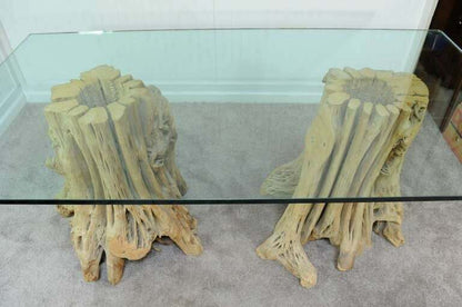 2 Cypress Tree Root Trunk Driftwood Dining Table Desk Double Pedestal Bases