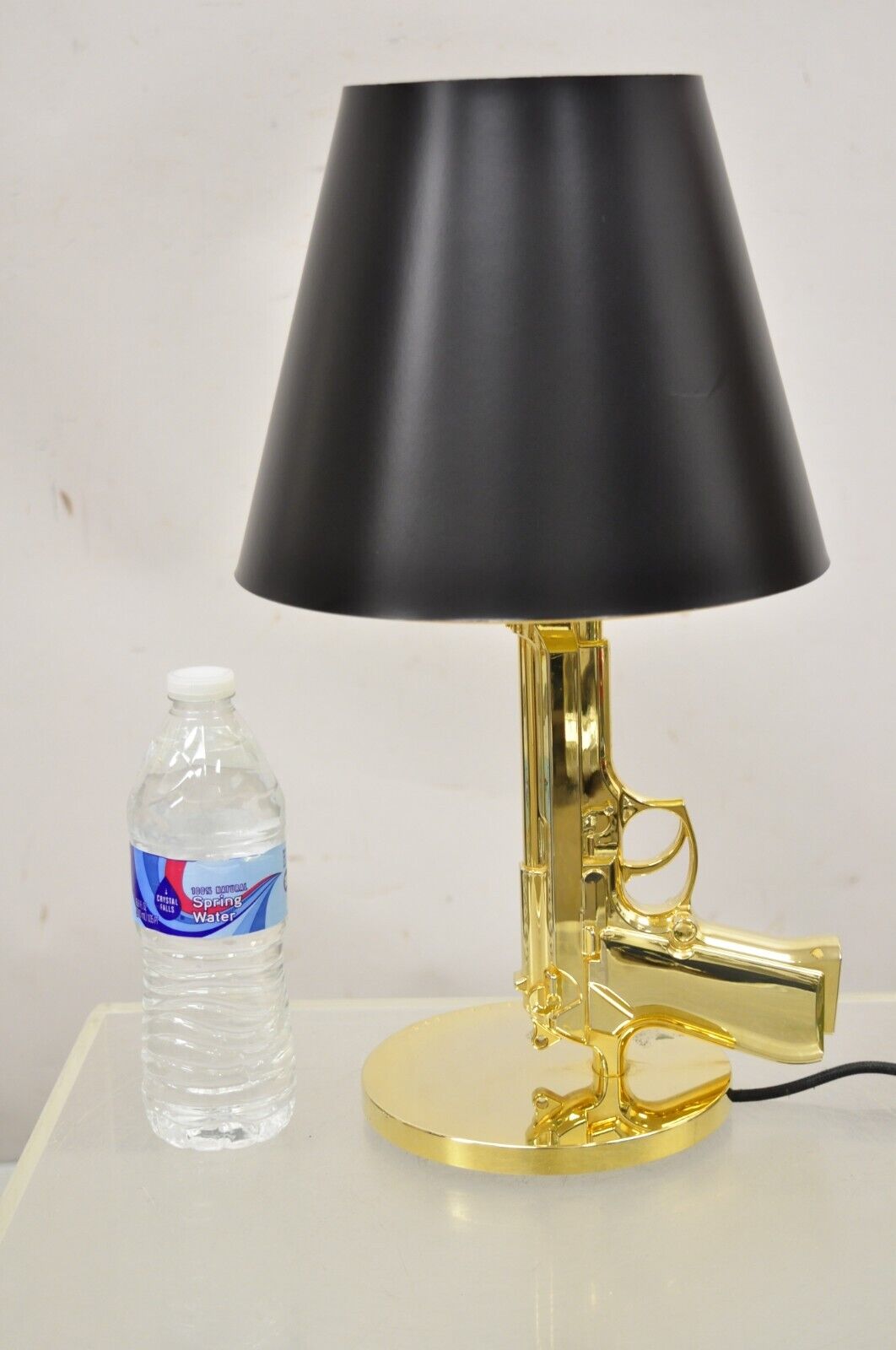 Flos with Starck Phillpe Starck Gold Bedside Gun Table Lamp with Shade