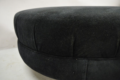 Modern Black Button Tufted 38" Round Ottoman Silver Legs by Carter