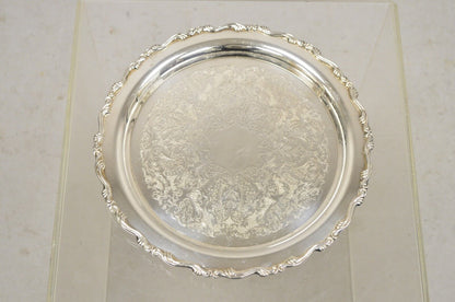 Vintage Oneida Georgian Scroll Silver Plated Round Etched Serving Platter Tray