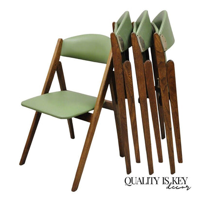 Vintage Stakmore Green Mid Century Modern Folding Game Chairs - Set of 4