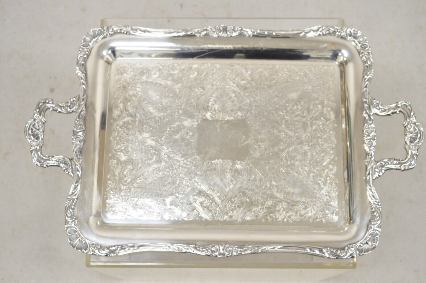 Vintage WM Rogers 290 Silver Plated Ornate Victorian Style Serving Platter Tray