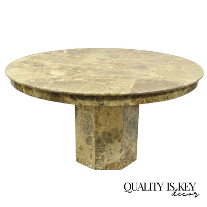 Hollywood Regency 55" Round Post Modern Pedestal Base Marble Dining Center Table