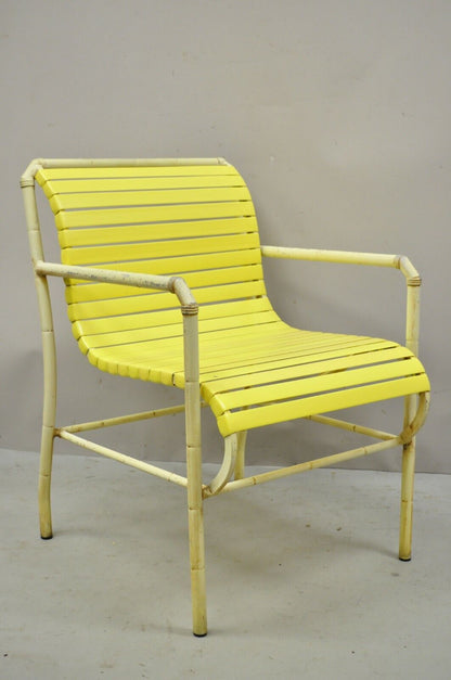 Vintage Faux Bamboo Aluminum Yellow Hauser Pool Patio Dining Chairs - Set or 4