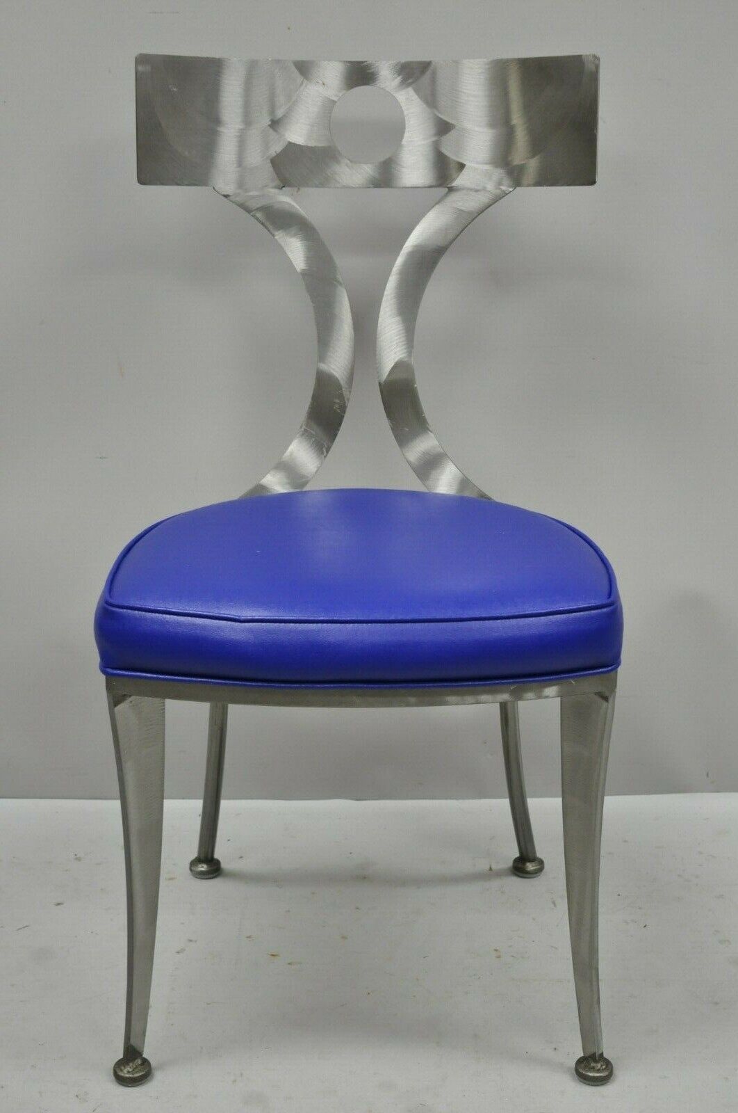 Set of Four Modern Shaver Howard Brushed Steel Metal Modernist Dining Chairs