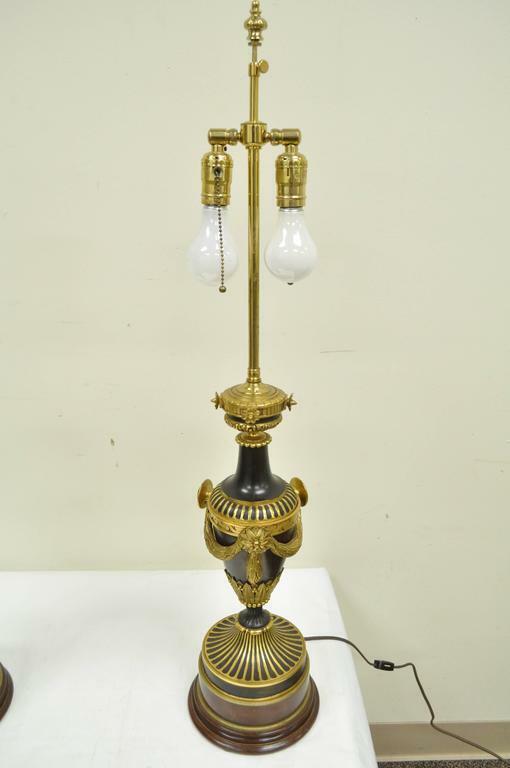 Pair of 19th Century Gilt Bronze French Neoclassical Empire Urn Form Table Lamps