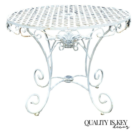 Wrought Iron French Pastry Style Country Lattice Scroll Round Patio Dining Table