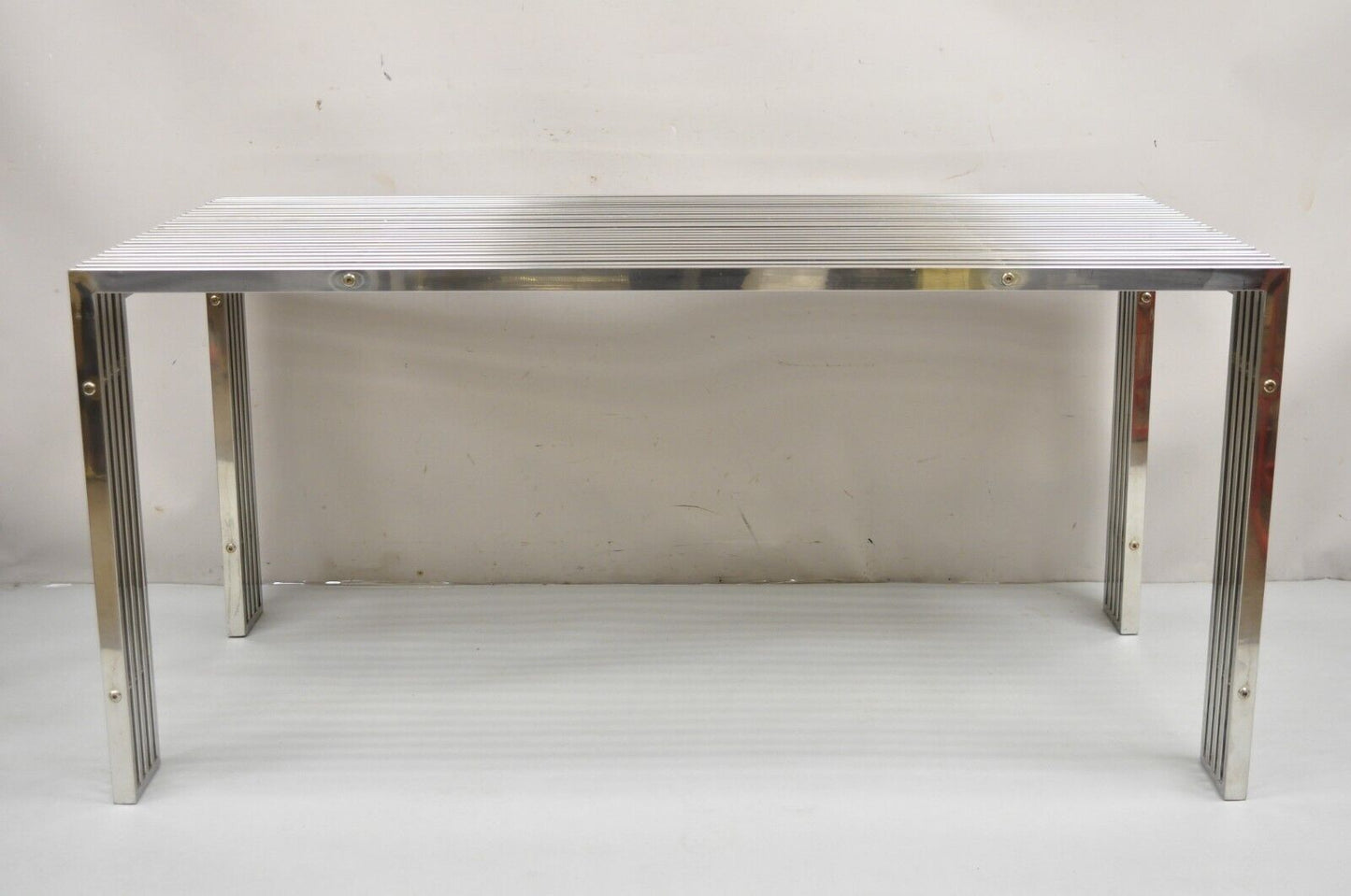 Contemporary Modern Gridiron Stainless Steel Metal Post-Modern Dining Table Desk
