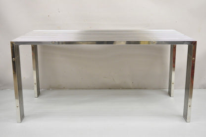 Contemporary Modern Gridiron Stainless Steel Metal Post-Modern Dining Table Desk