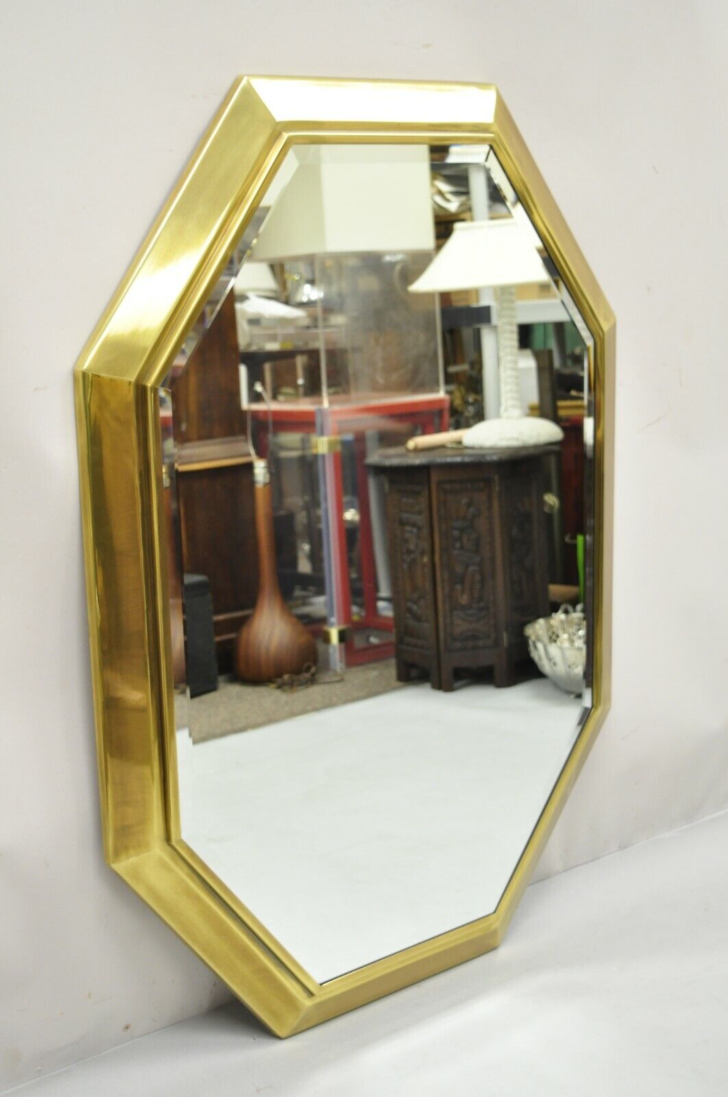 Mastercraft Brass Octagonal Frame Wall Mirror Attr. Bernhard Rohne