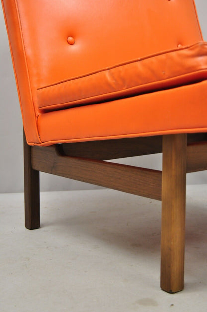 Orange Milo Baughman for Thayer Coggin Teak & Vinyl Slipper Lounge Chair