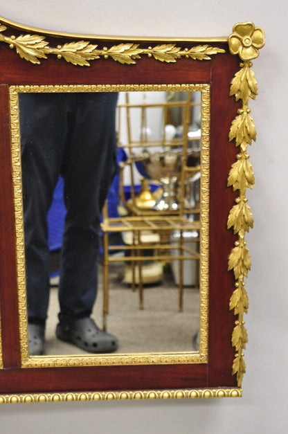 Antique American Federal Gilt Carved Overmantle Triple Mirror with Gold Eagle