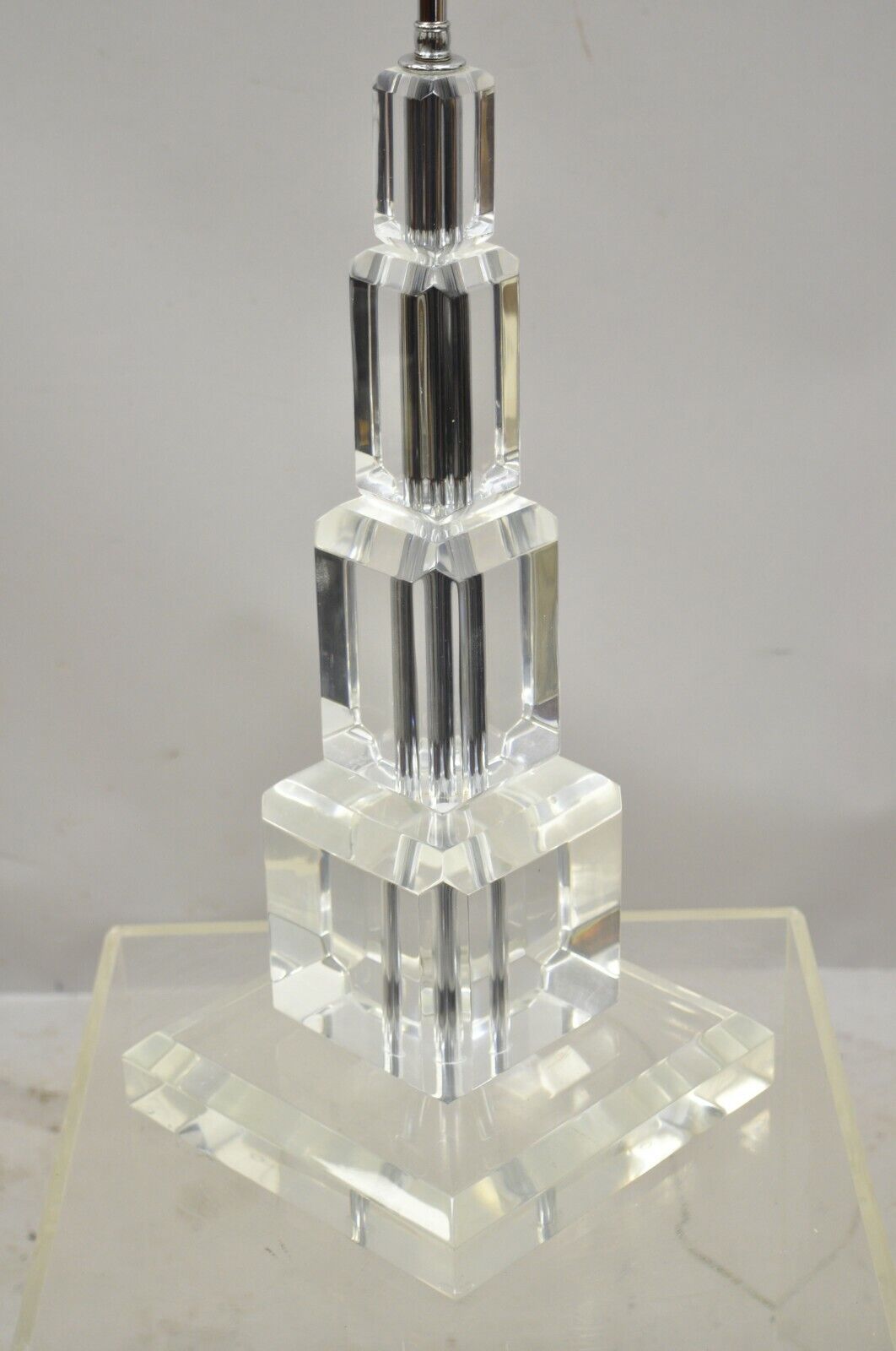 Art-Vue Mid Century Modern Large Stacked Lucite Acrylic Skyscraper Table Lamp