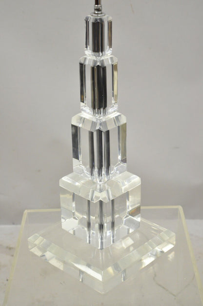 Art-Vue Mid Century Modern Large Stacked Lucite Acrylic Skyscraper Table Lamp