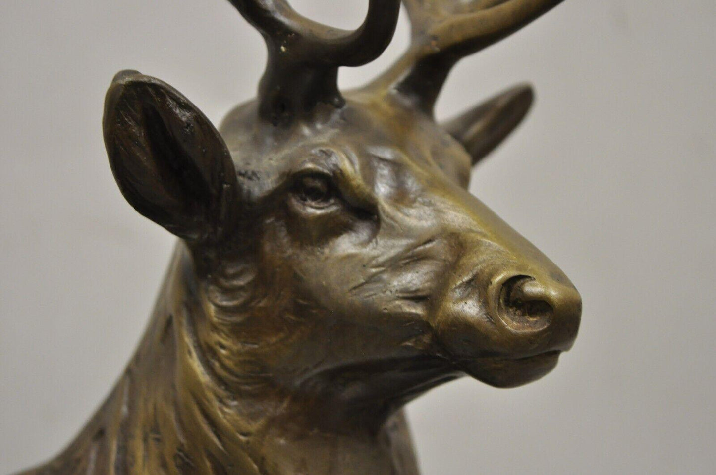 Bronze Stag Walking Deer Statue on Marble Base After Charles Paillet