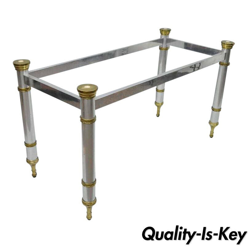 Chrome & Brass Maison Jansen Hollywood Regency Console Dining Desk Table Base