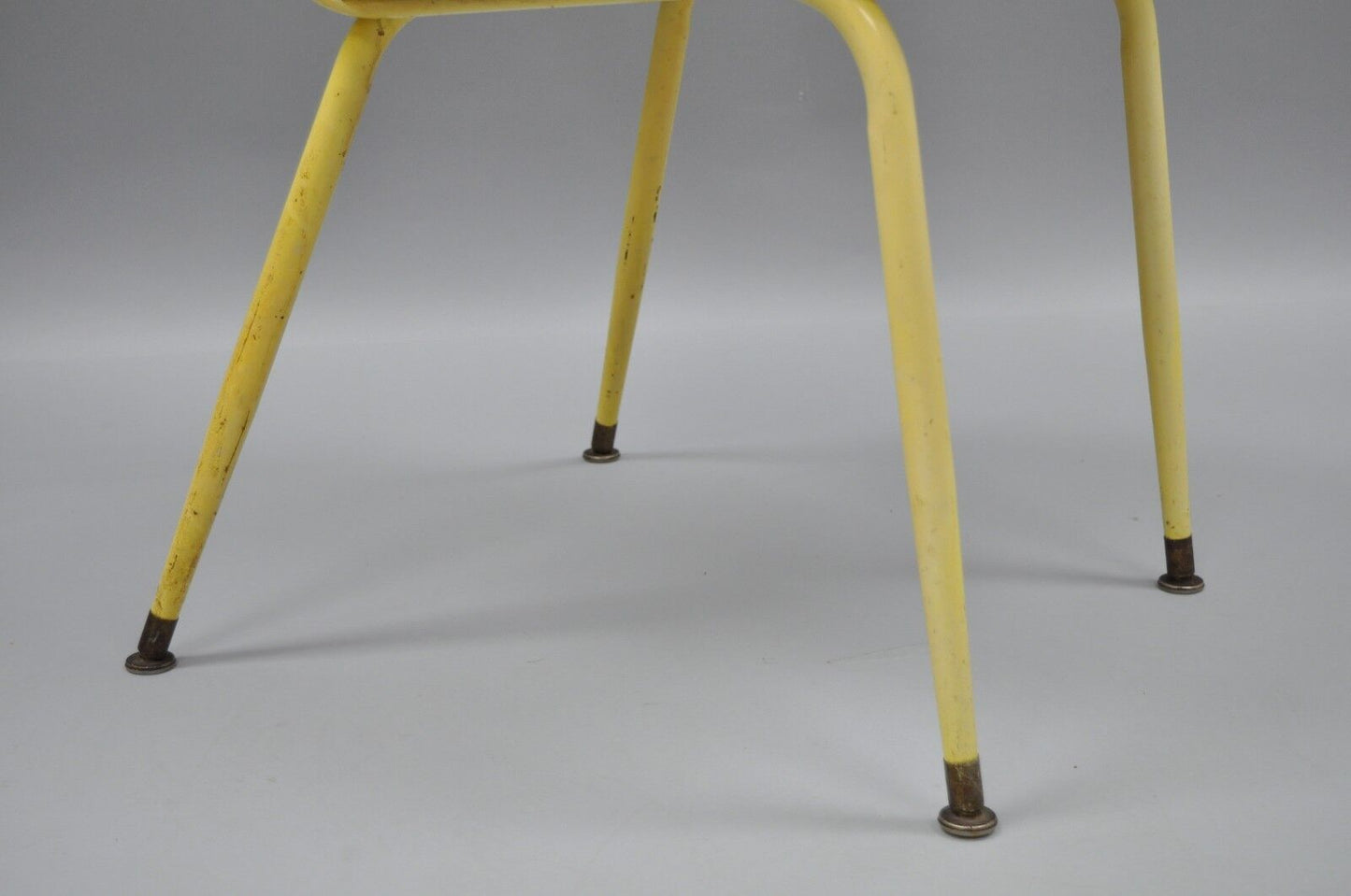 Yellow Hollywood Regency Metal Faux Bamboo Dining Chair Vtg Chinese Chippendale