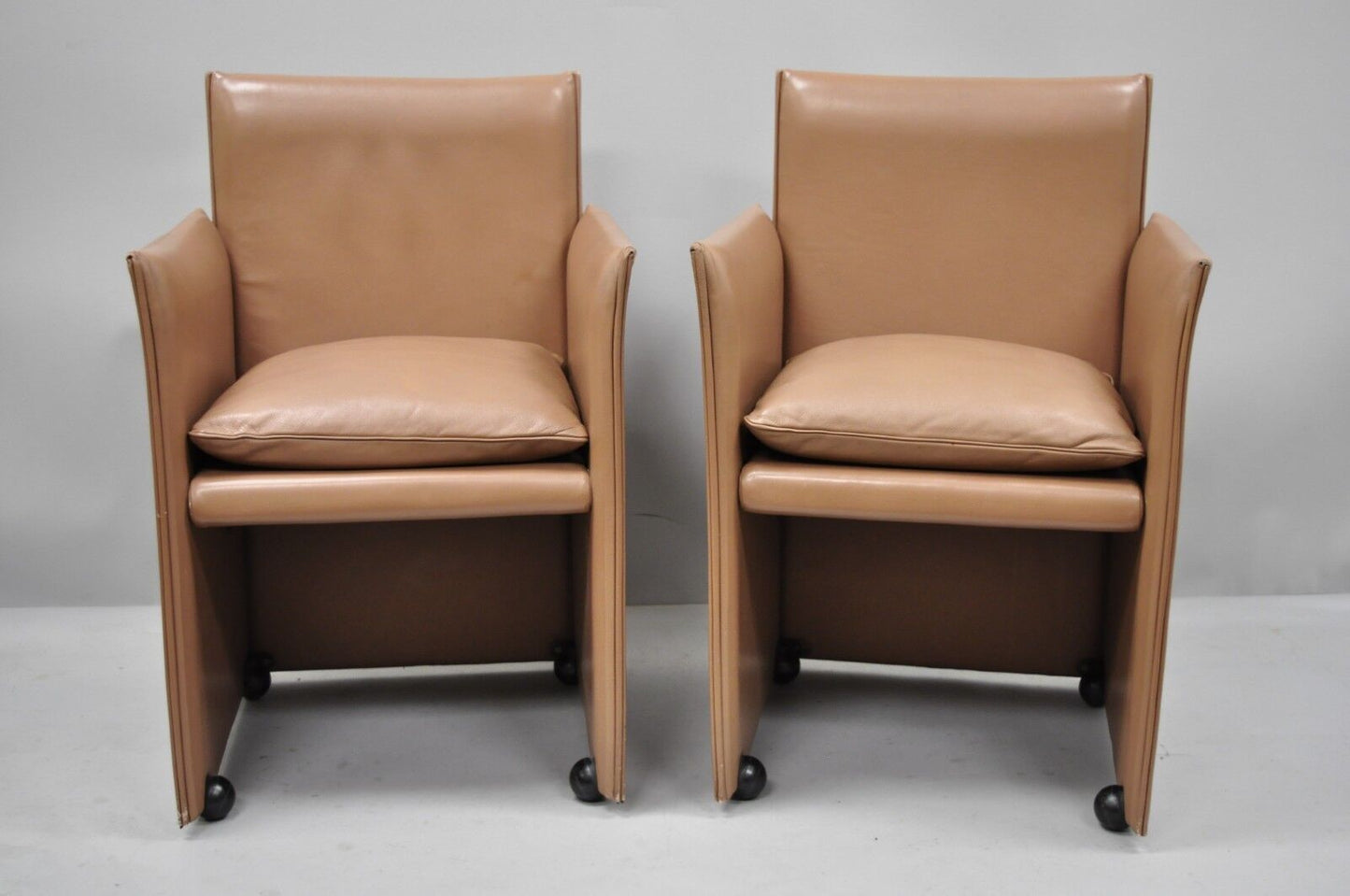 401 Break Armchair by Mario Bellini for Cassina Copper Leather 6 Dining Chairs