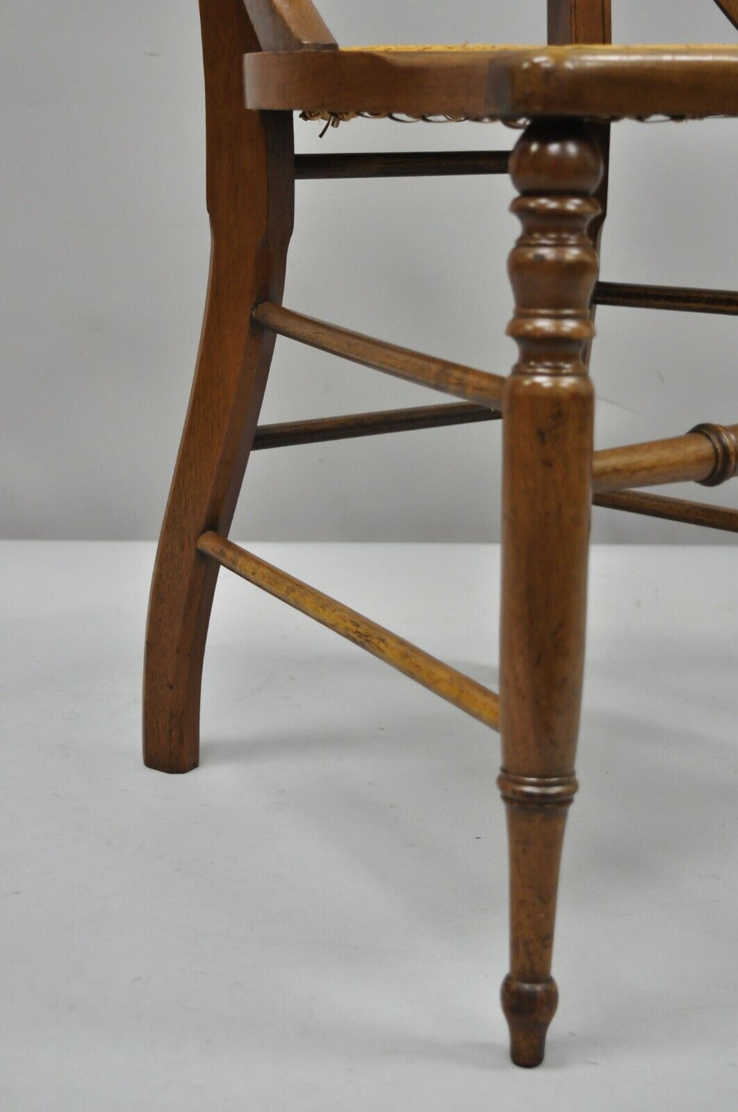 19th Century Antique Eastlake Victorian Carved Walnut Cane Dining Side Chair (A)