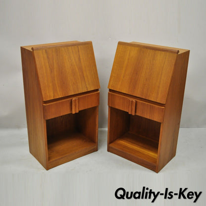 Vintage Mid Century Danish Modern Teak Bedside Cabinet Nightstands - a Pair