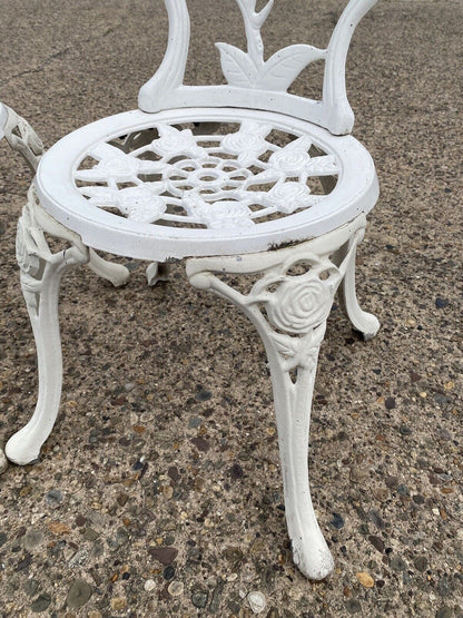 Victorian Style Rose Pattern Cast Aluminum Garden Patio Outdoor Bistro Chairs