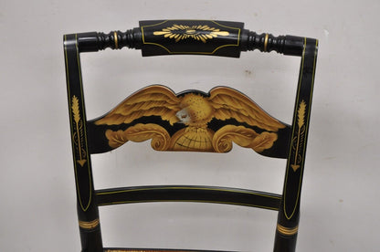 Vintage Hitchcock Black Side Chair with Gold Eagle Rope Cord Seat