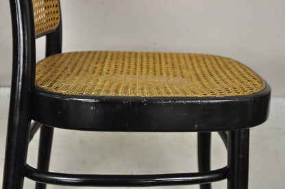 Vintage Ligna Bentwood Black Ebonized Cane Bistro Side Chairs - a Pair