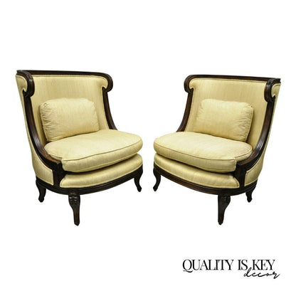 Alexander & Mary John Richard Oversize Barrel Back Lounge Club Chairs - a Pair