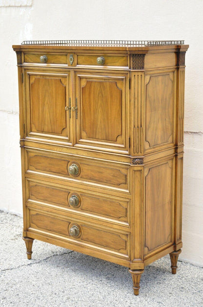 Karges French Regency Style Neoclassical Walnut Tall Chest Dresser Cabinet