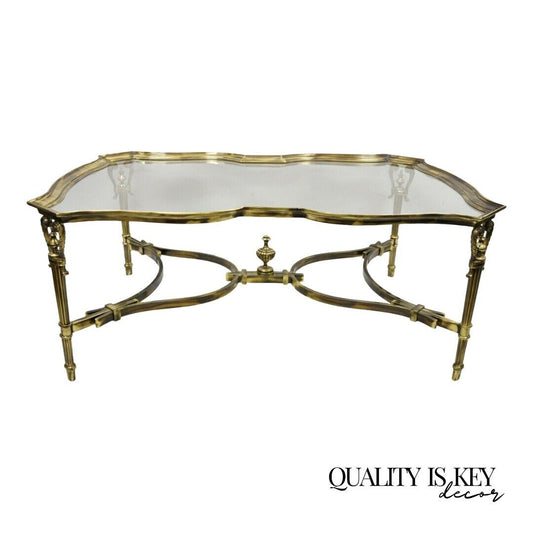 Large Regency Style Burnished Brass Scalloped Edge Tray Top Table attr. Labarge