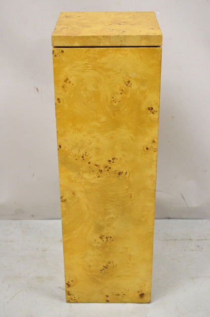 Mid Century Modern Brandt Milo Baughman Style Burlwood Pedestal Display Stand