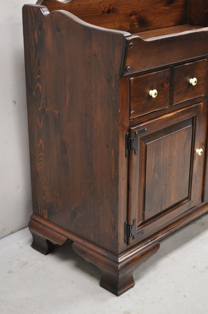 Ethan Allen Old Tavern Antiqued Pine Wood Drysink Cupboard Buffet Cabinet